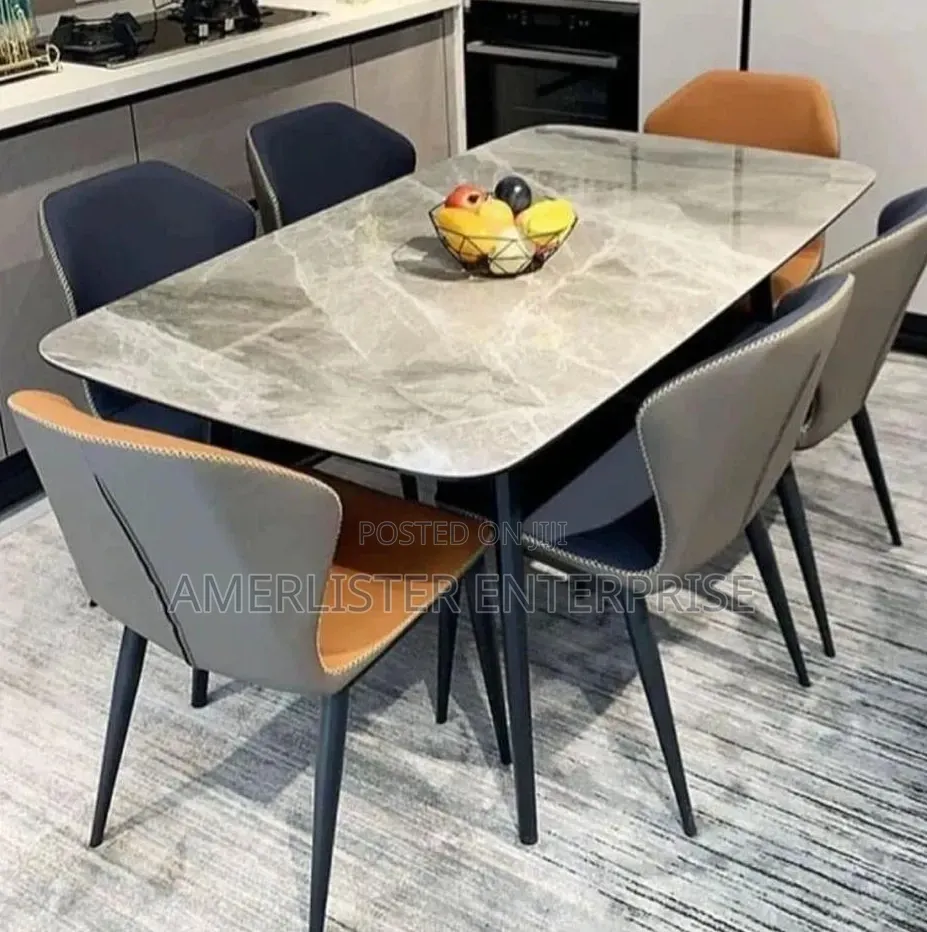 6-Seater Marble Top Dining Table and Chairs