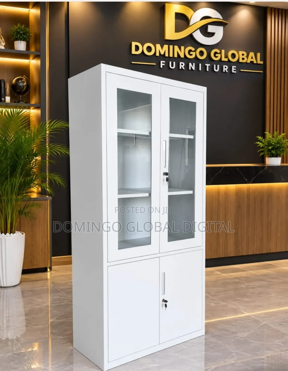 Half-Glass and Metal Filing/Storage Cabinet