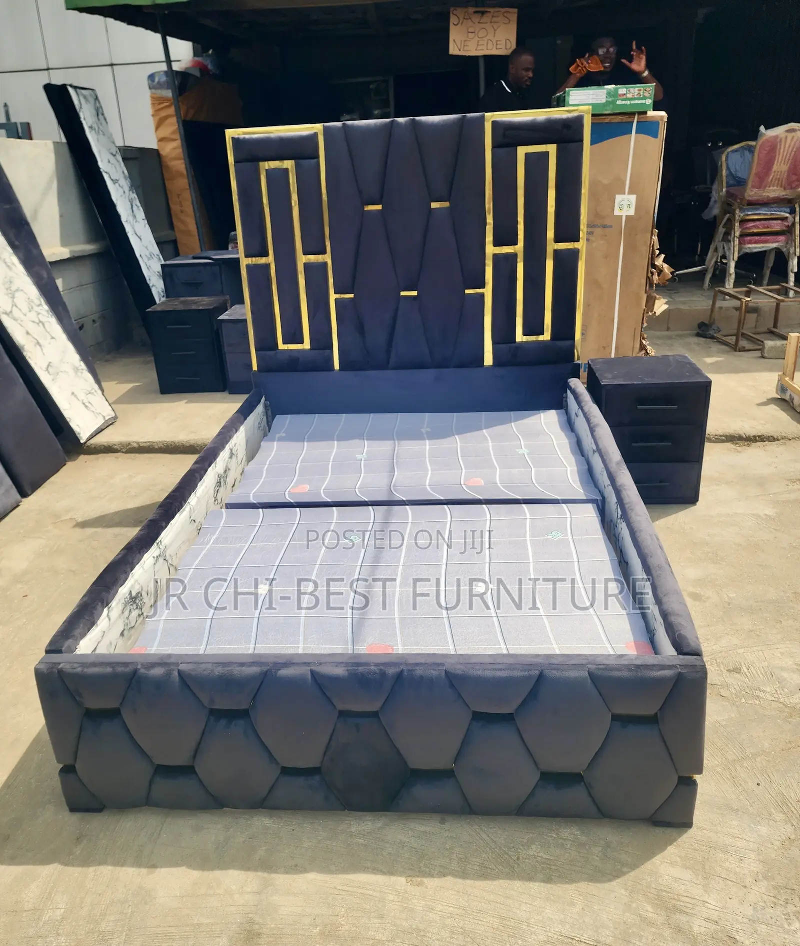 Adequately Built Padded 4 by 6 Wooden HDF Bedframe