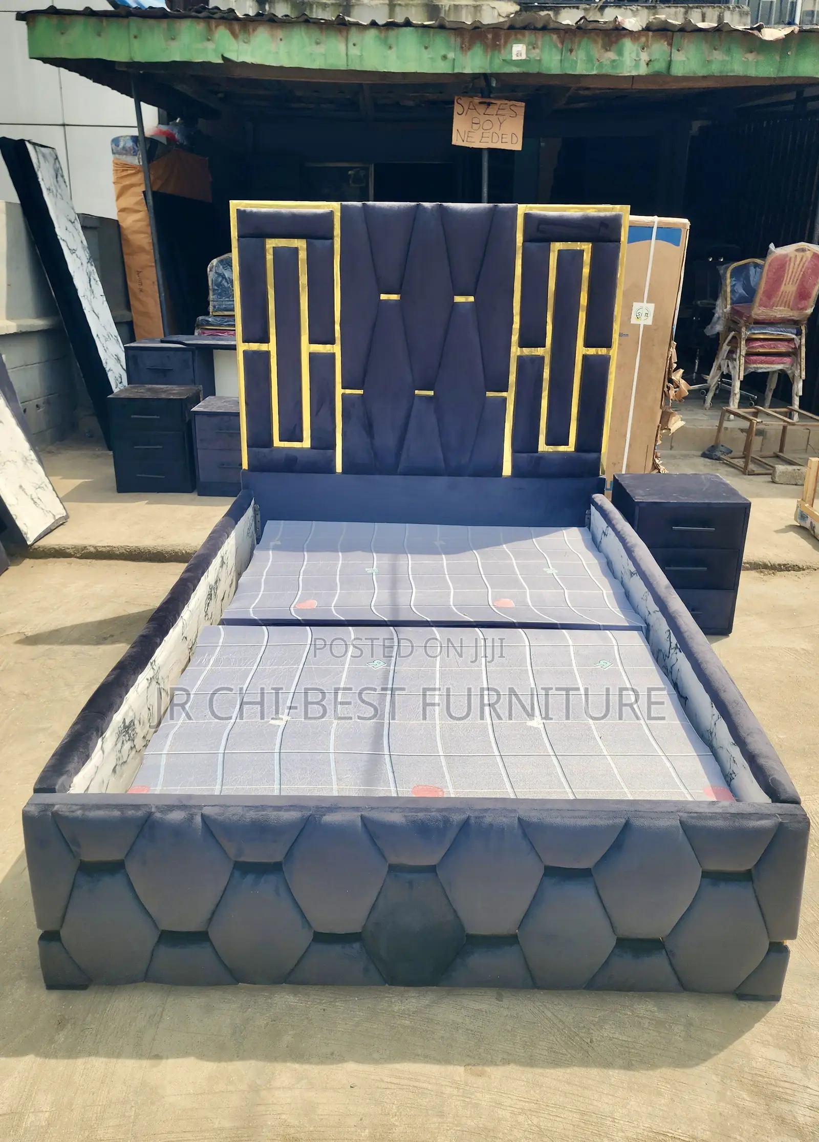 Adequately Built Padded 4 by 6 Wooden HDF Bedframe