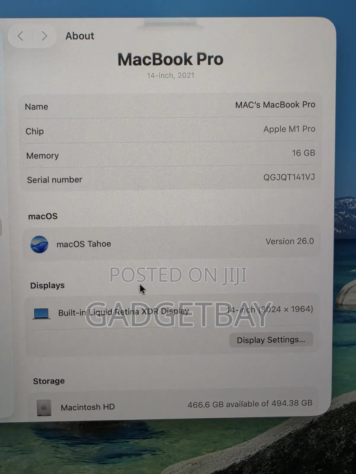 Laptop Apple MacBook Pro 2021 M1 16GB Apple M1 Pro SSD 512GB