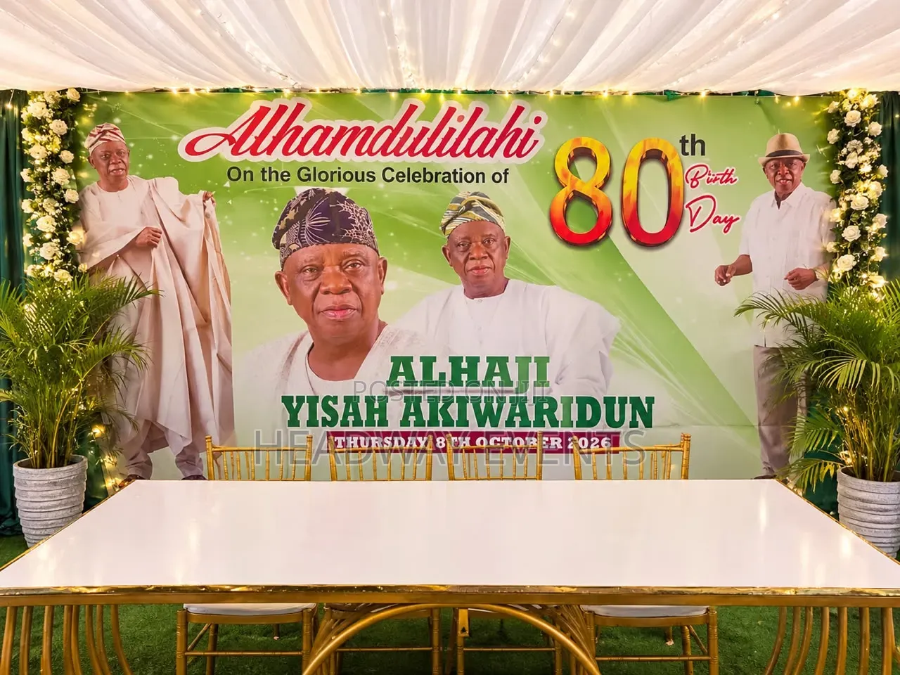 Luxury 80th Birthday Decoration Setup in a Compound Ikorodu