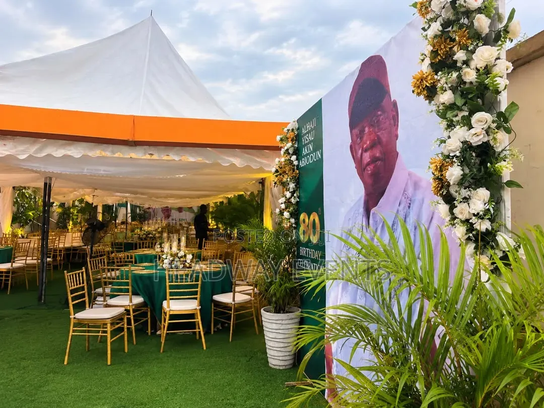 Luxury 80th Birthday Decoration Setup in a Compound Ikorodu