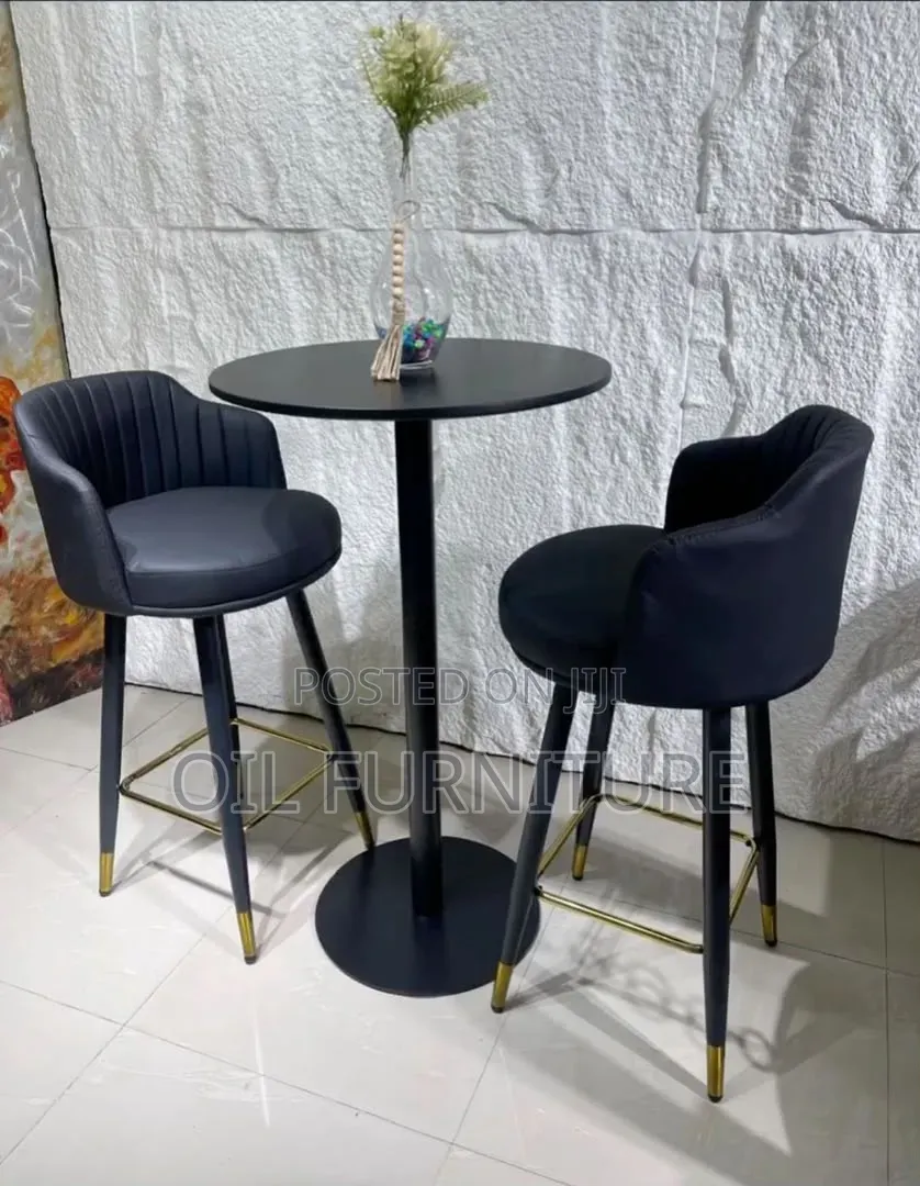: Elegant Black High-Top Bistro Table + 2 Bar Stool Chairs