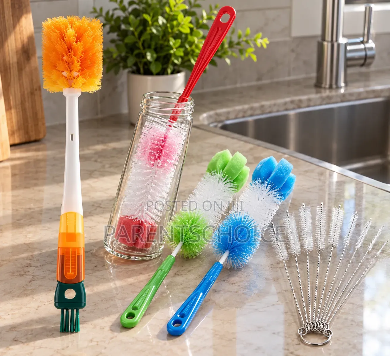 Cleaning Brush Set for Cleaning Bottle, Cup, Jar, and Narrow Openings.