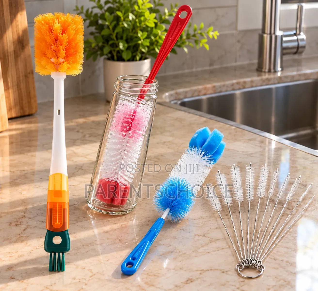 Cleaning Brush Set for Cleaning Bottle, Cup, Jar, and Narrow Openings.