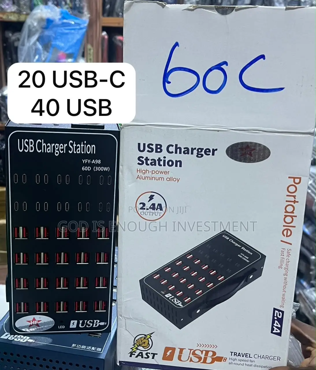 300w Super-Fast Charging Station With (USB C 20 Ports/USB 40 Ports)