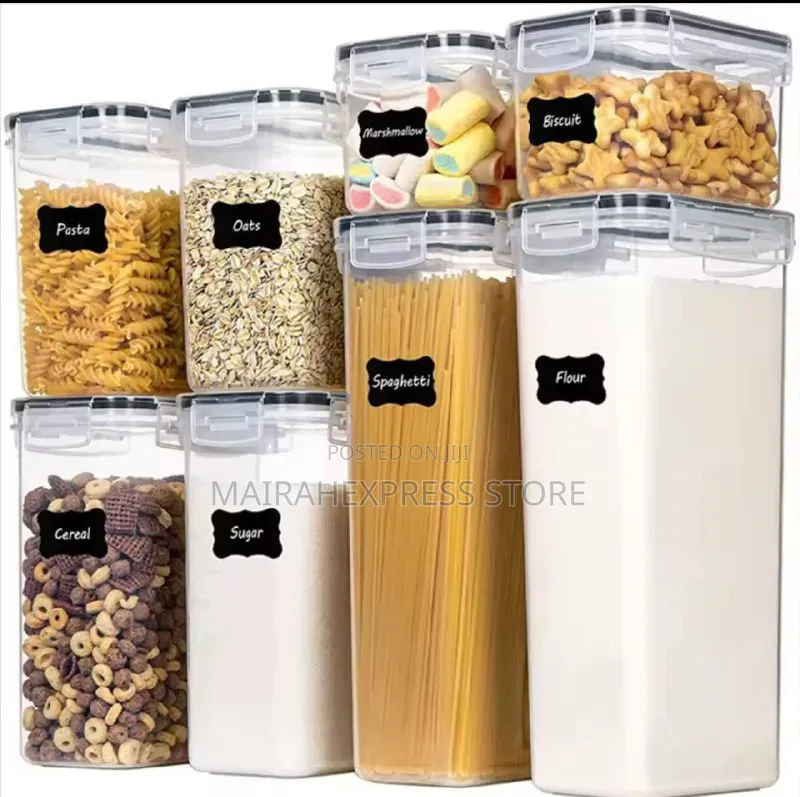 8in1 Airtight Storage Container With Sticker,Pen and Measuring Spoon