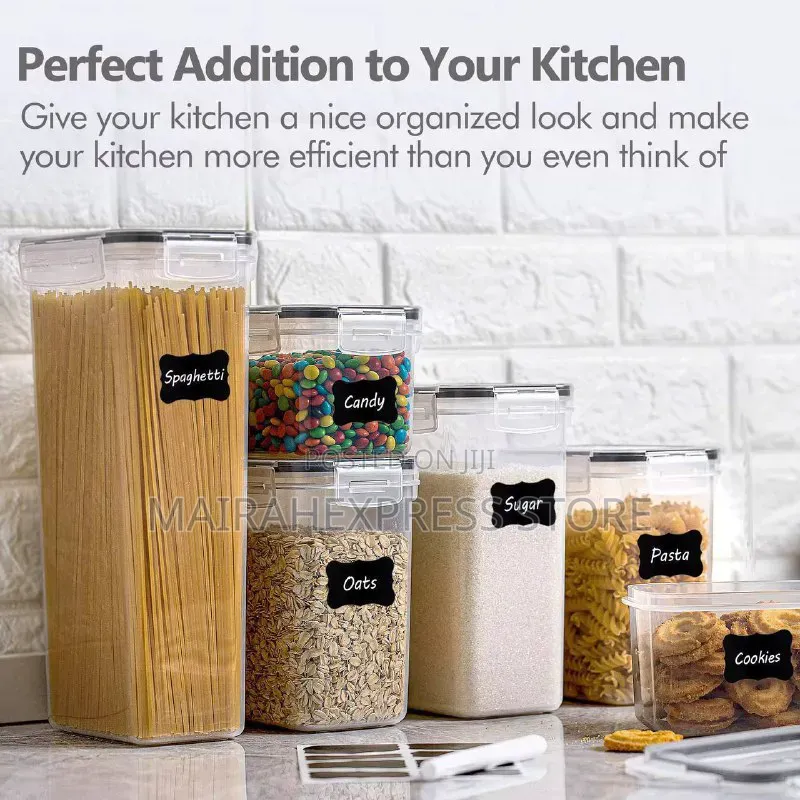 8in1 Airtight Storage Container With Sticker,Pen and Measuring Spoon