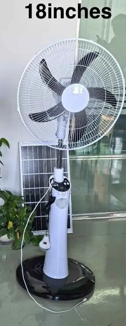18 Inches Rechargeable Solar Standing Fan With Remote - 5 Blades