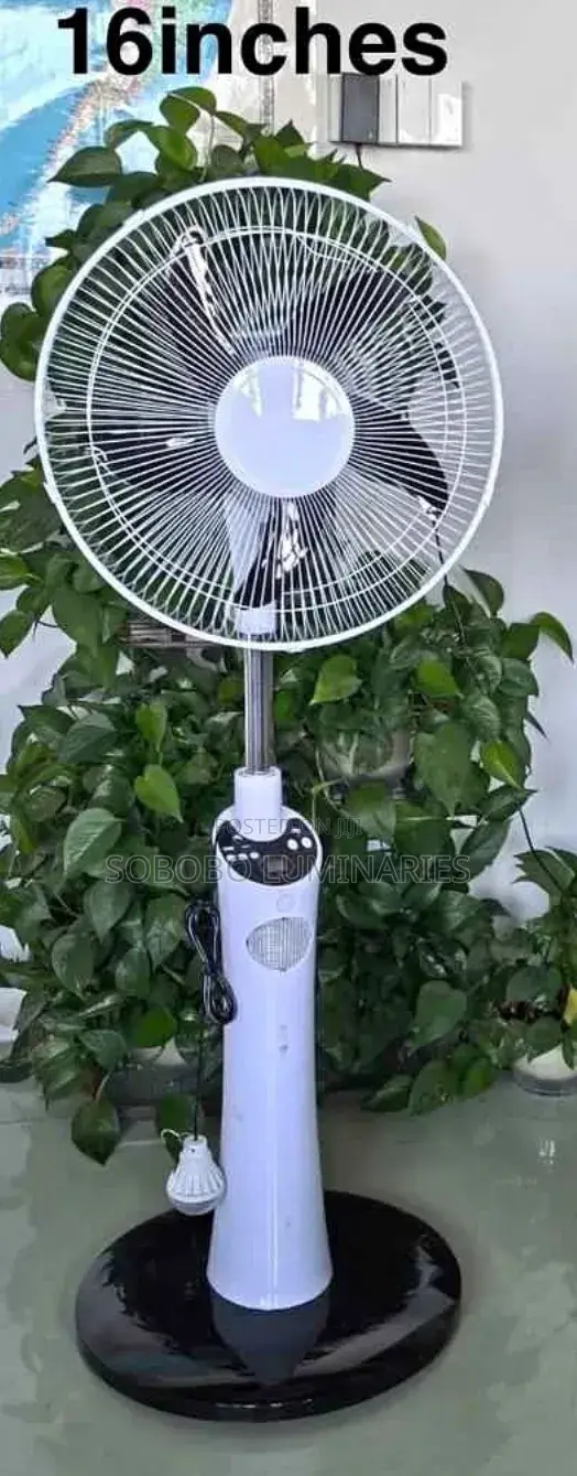 18 Inches Rechargeable Solar Standing Fan With Remote - 5 Blades