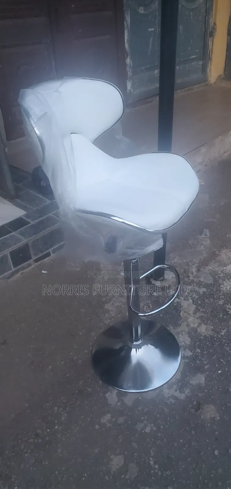 White Adjustable Bar Stool