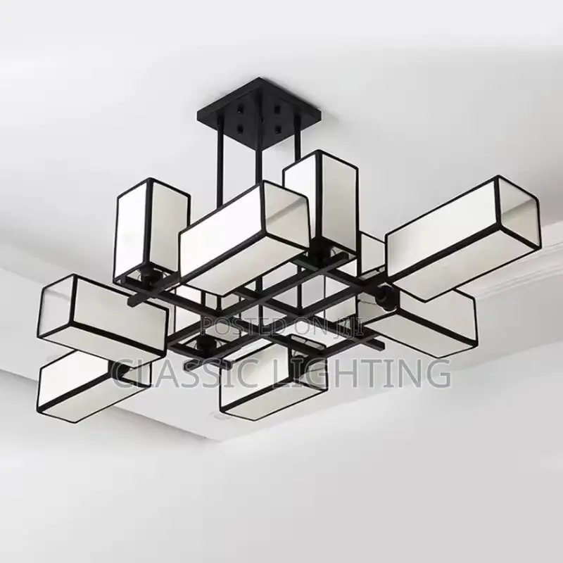 Hardware Living Room LED Chandelier Simple Fabric Bedroom Dining Room