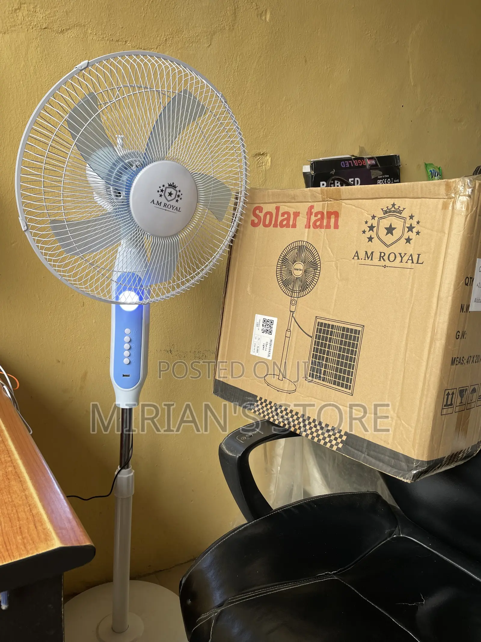A.M ROYAL Solar-Powered Rechargeable Standing Fan