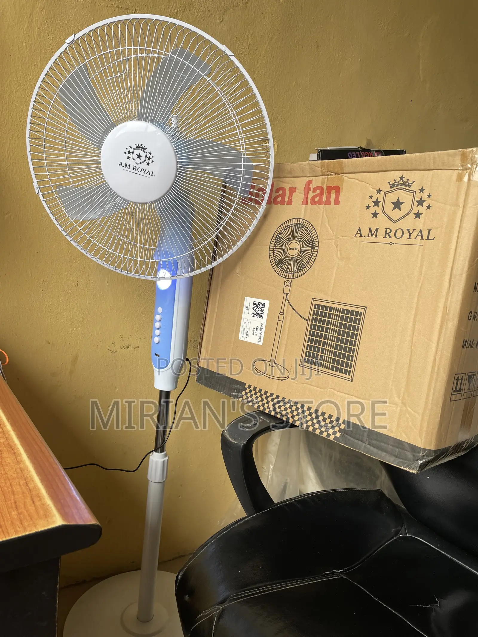 A.M ROYAL Solar-Powered Rechargeable Standing Fan