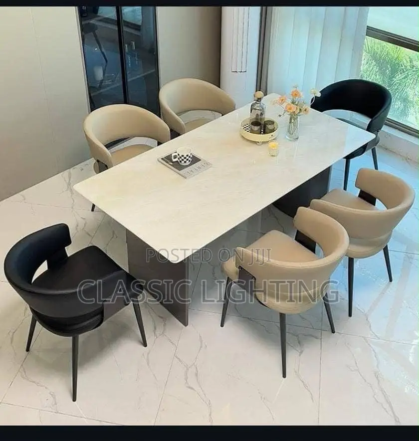 Luxury Rock Slab Dining Table and Chair Combination Set