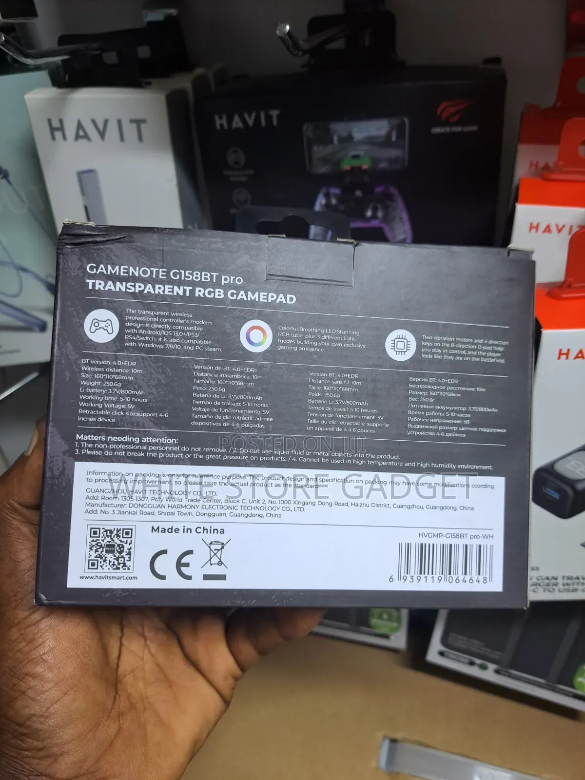 HAVIT Gamenote G158BT Pro Transparent RGB Gamepad
