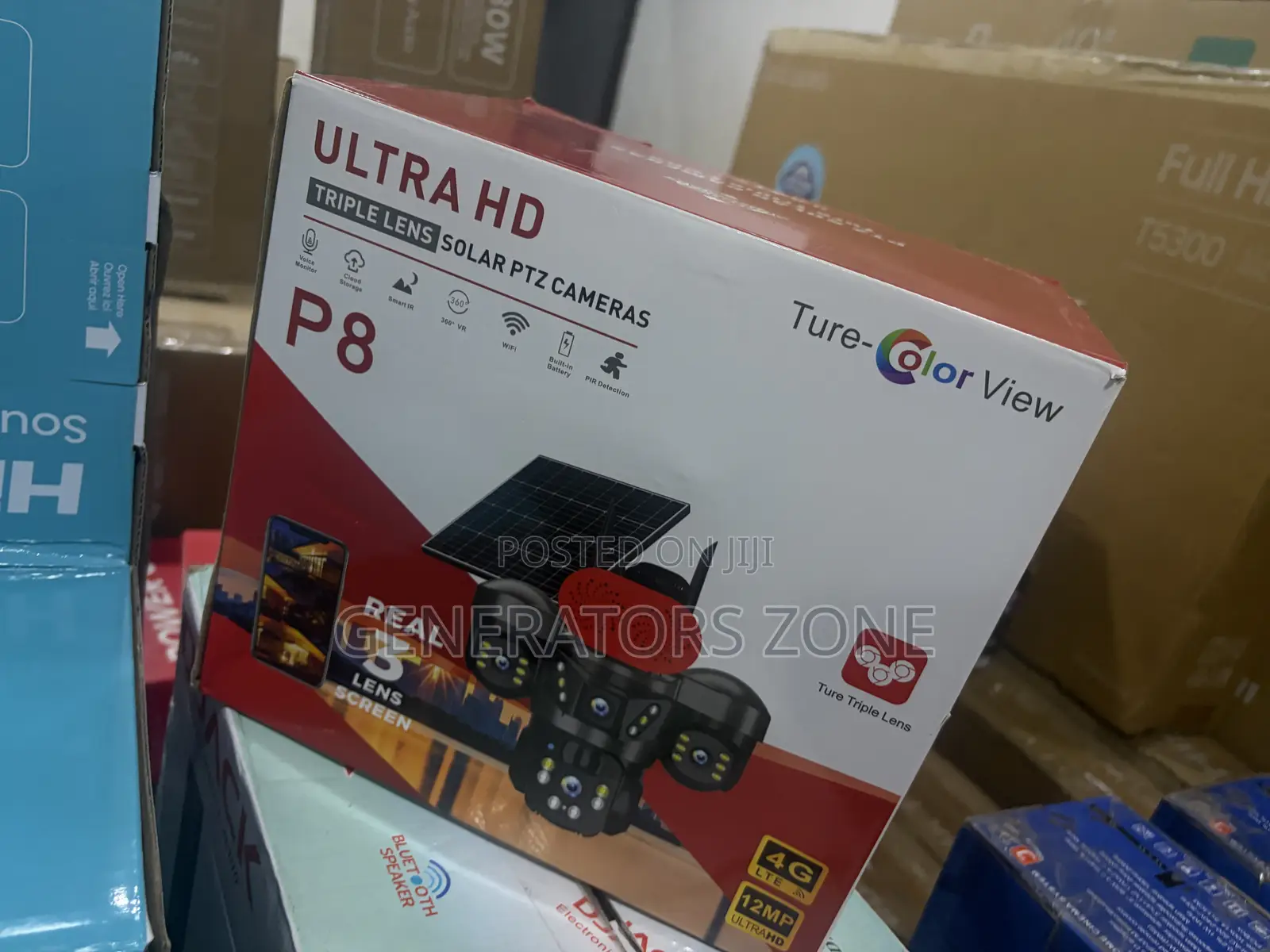 Ture 4K Ultra HD Triple Lens Solar Powered CCTV Camera