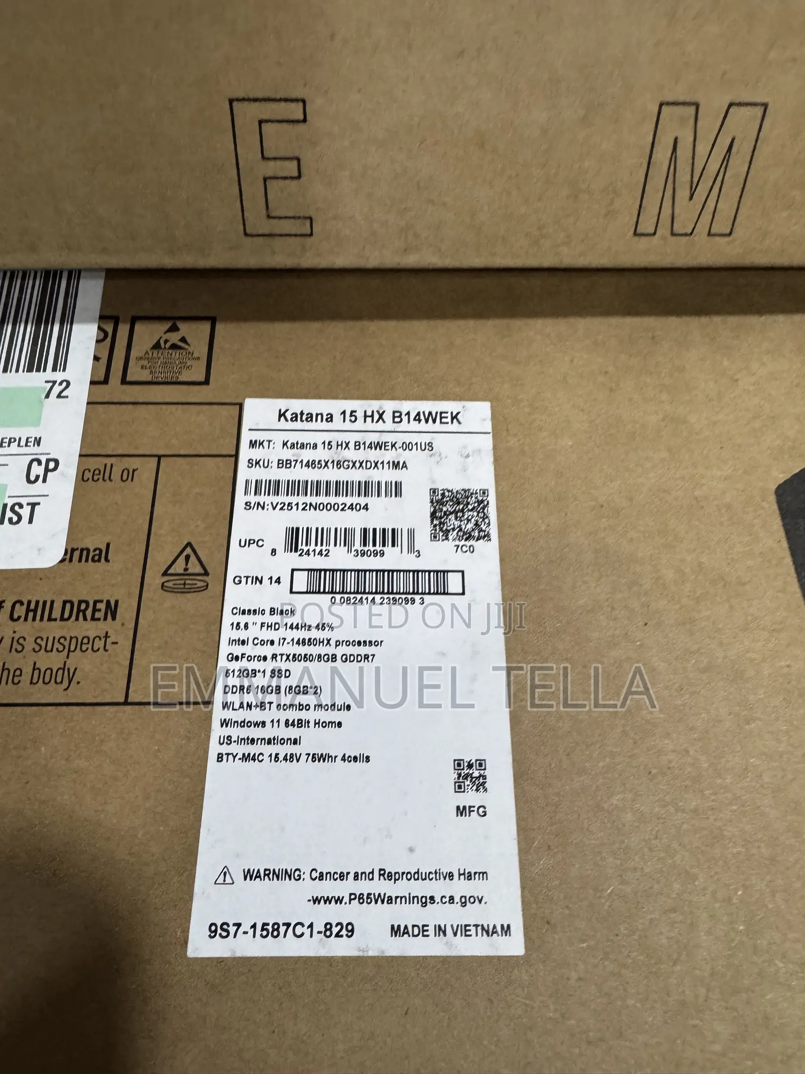 New Laptop MSI Katana 15 16GB Intel Core i7 SSD 512GB