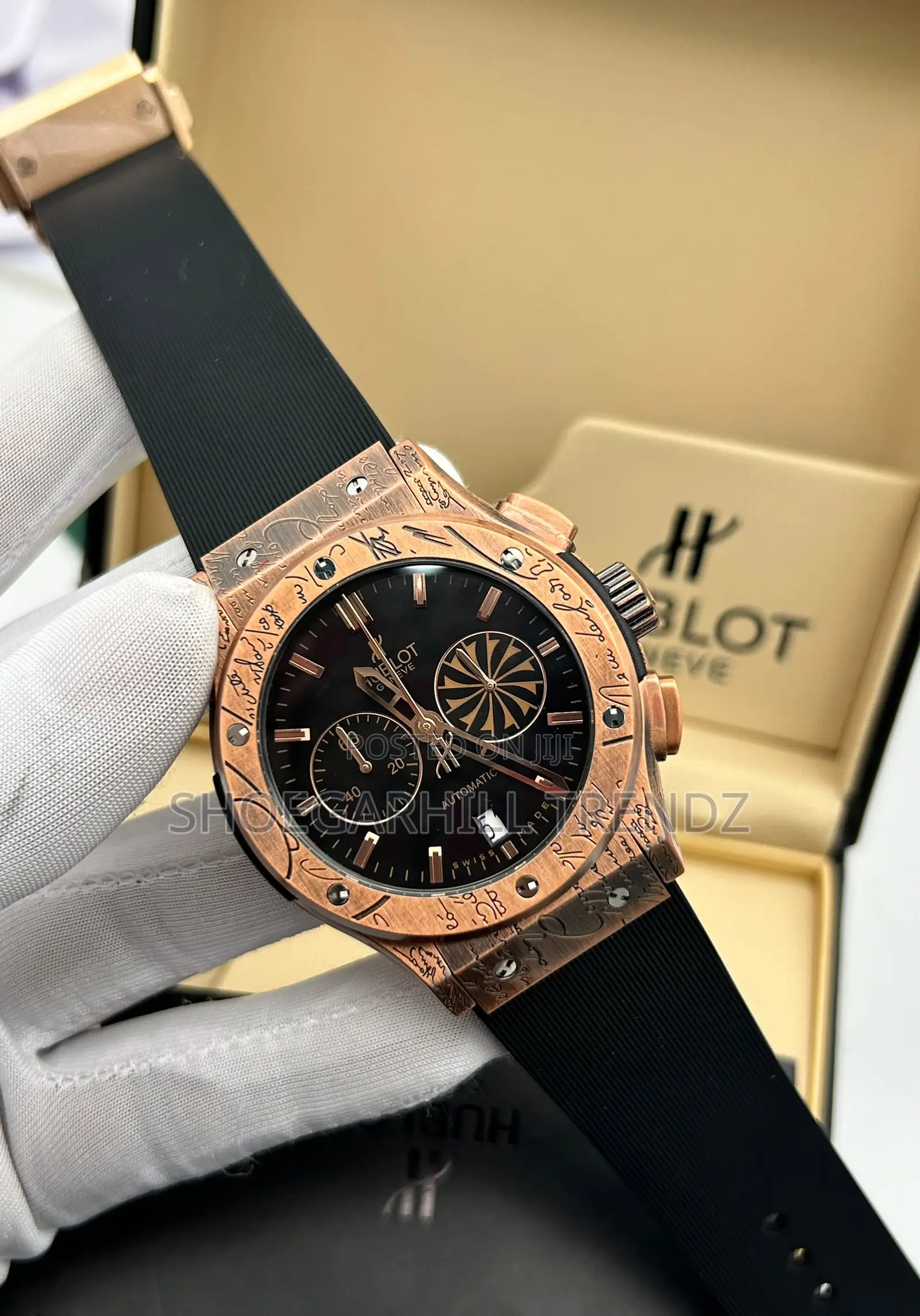 Hublot Leather With Skeleton Frame Watch