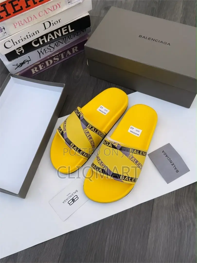 Balenciaga Branded Logo & Stripe Slider Sandals | Multiple Colorways