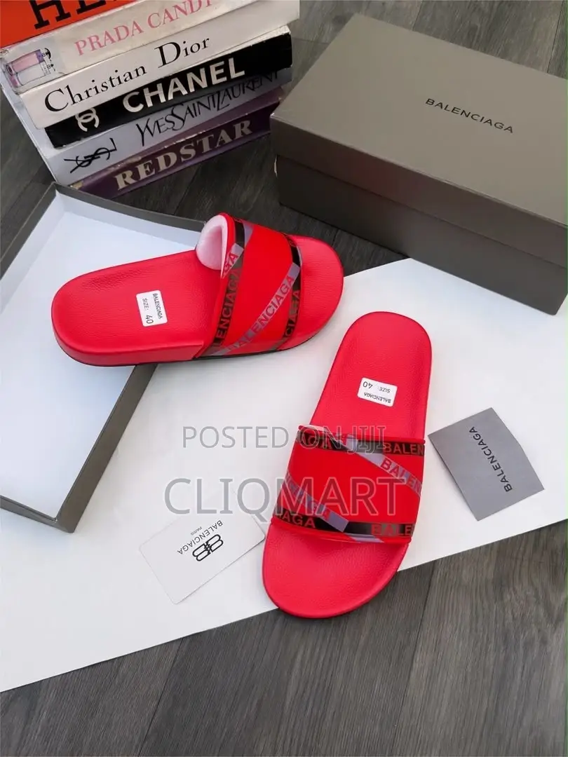 Balenciaga Branded Logo & Stripe Slider Sandals | Multiple Colorways