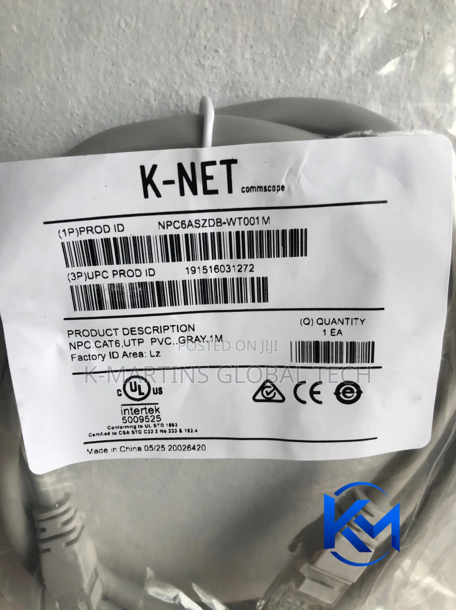KNET Cat6 Ethernet Patch Cord 1M RJ45 Network Cable