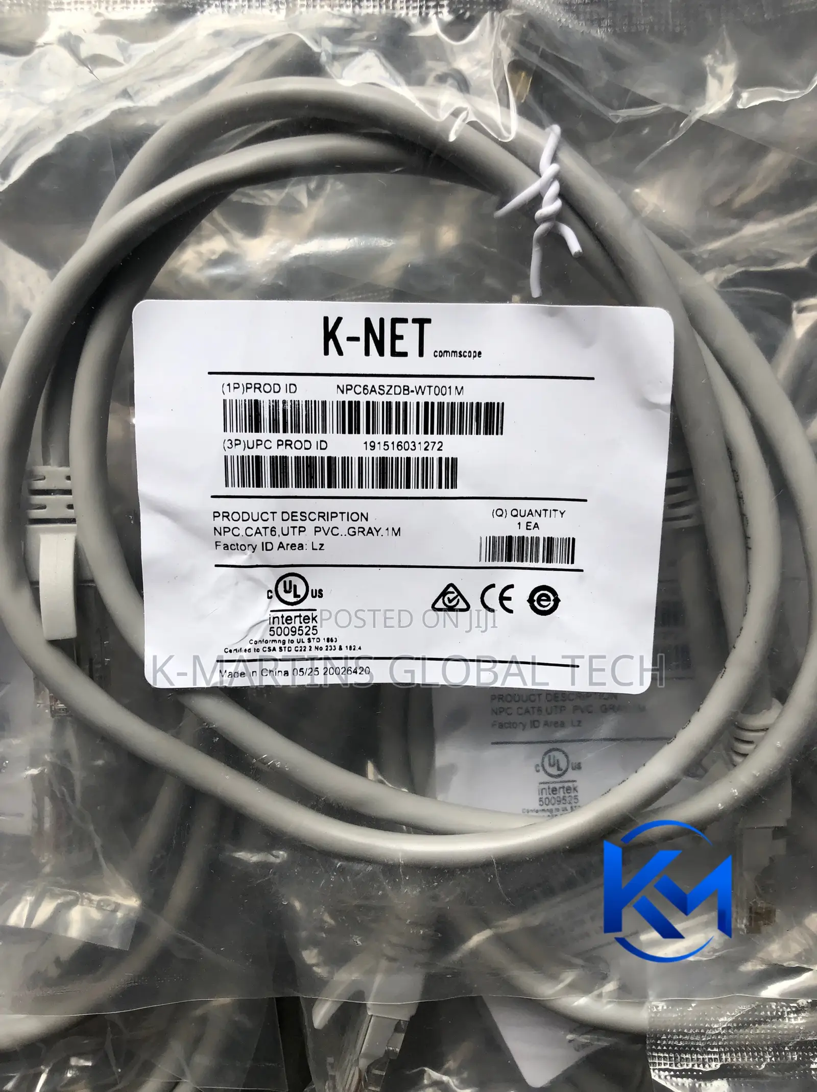 KNET Cat6 Ethernet Patch Cord 1M RJ45 Network Cable