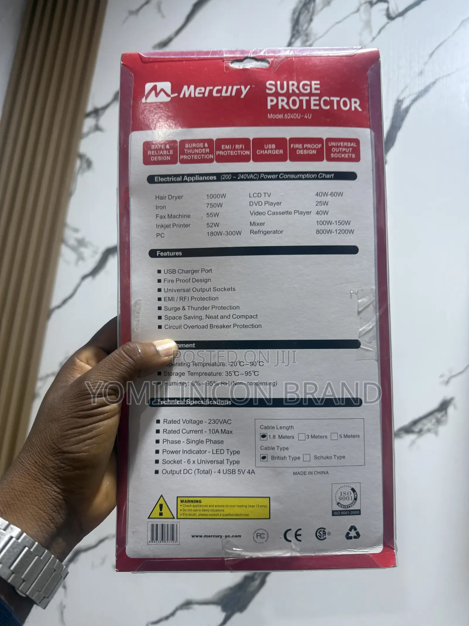 Mercury Surge Protector 6 Sockets 4 USB