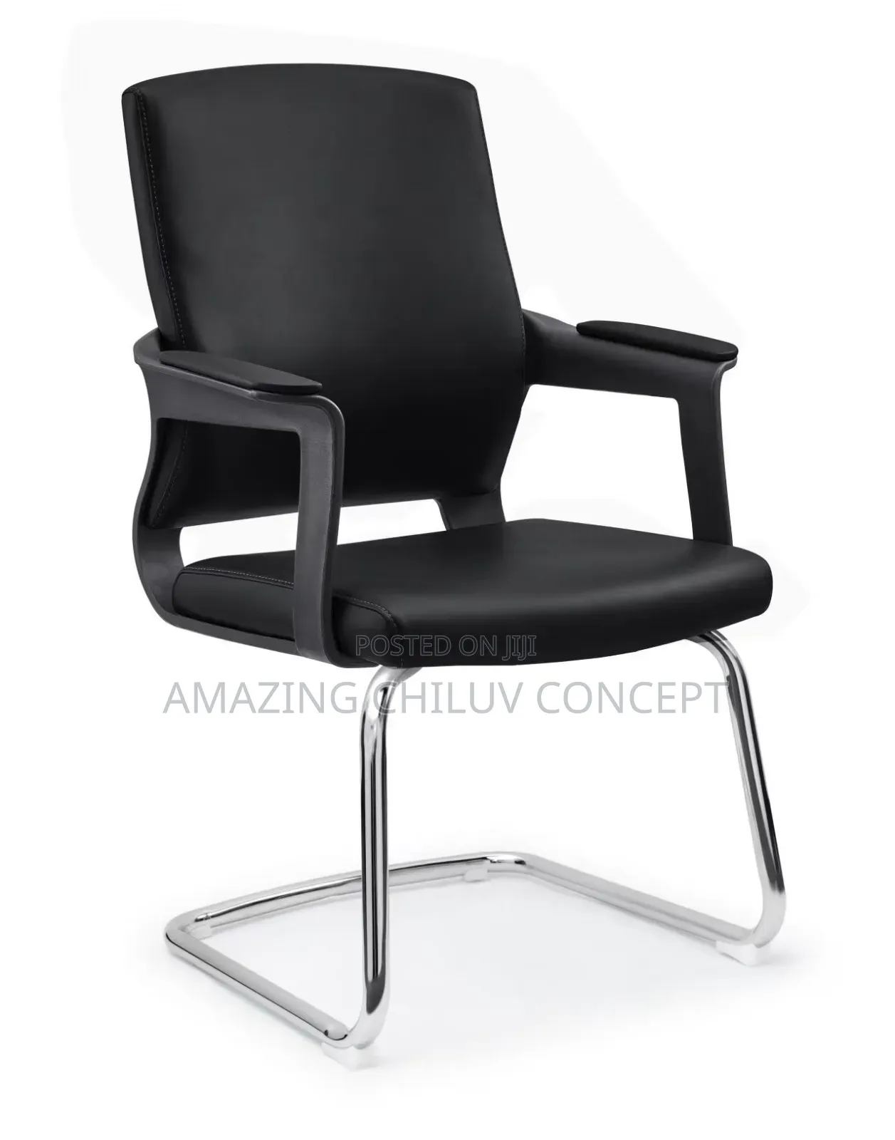 Modern Black Executive Visitors Chair With Chrome Frame