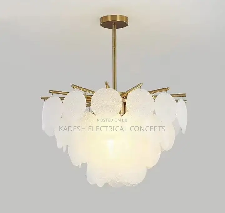 French Light Luxury Tiered Round Glass Chandelier Antique Suspension