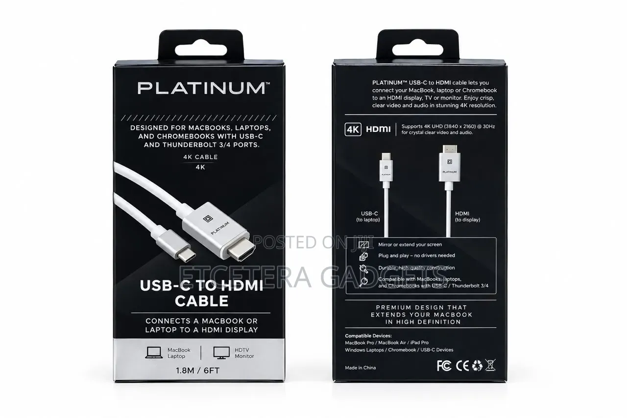 Platinum - 6 Feet USB-C to HDMI Cable for Macbook
