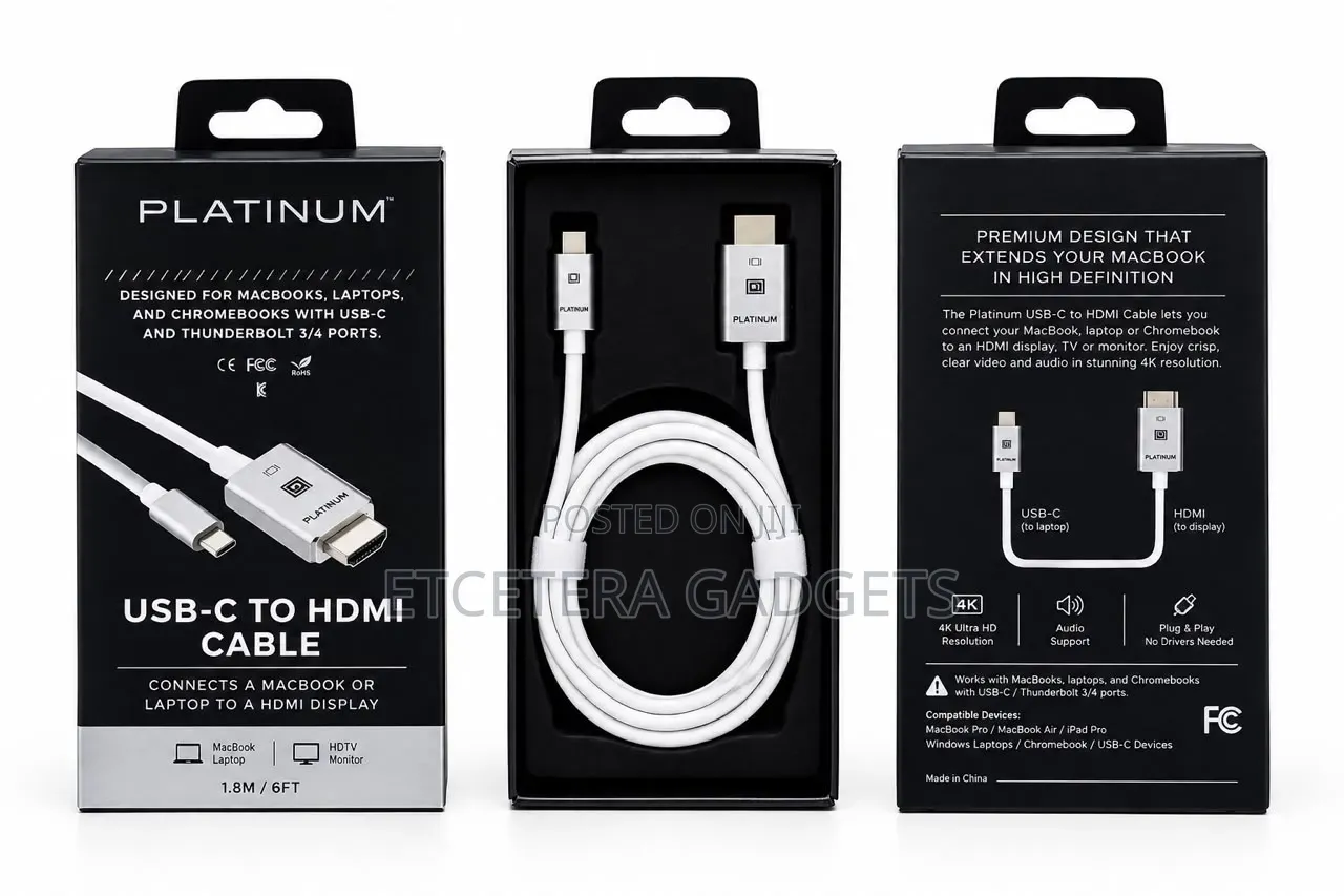 Platinum - 6 Feet USB-C to HDMI Cable for Macbook