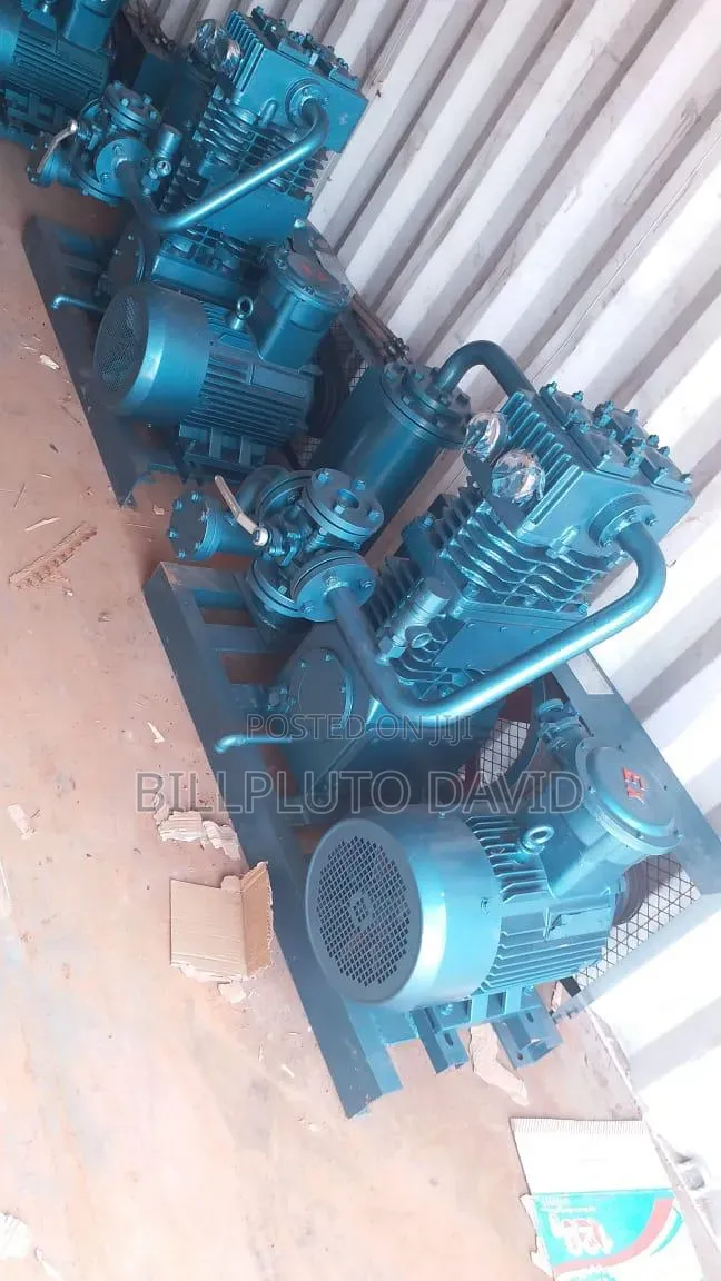 LPG Gas Compressor System Pressure Gauges, Piping, and Electric Motor