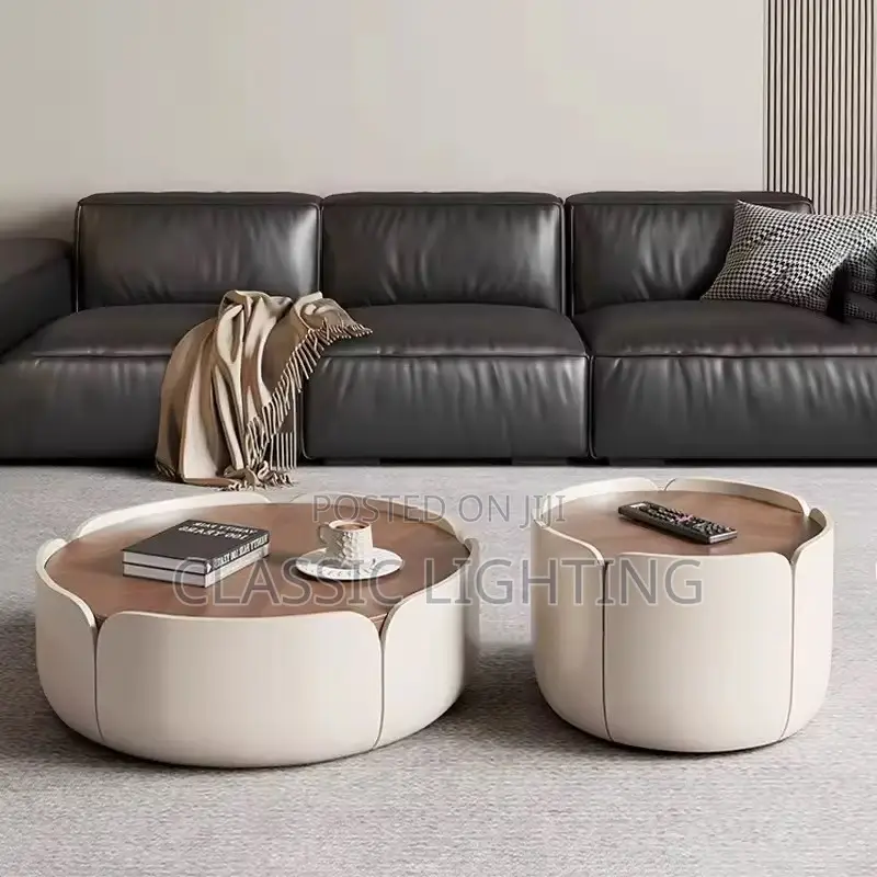 Petal Wooden Coffee Table Round Center Table for Compact Apartment