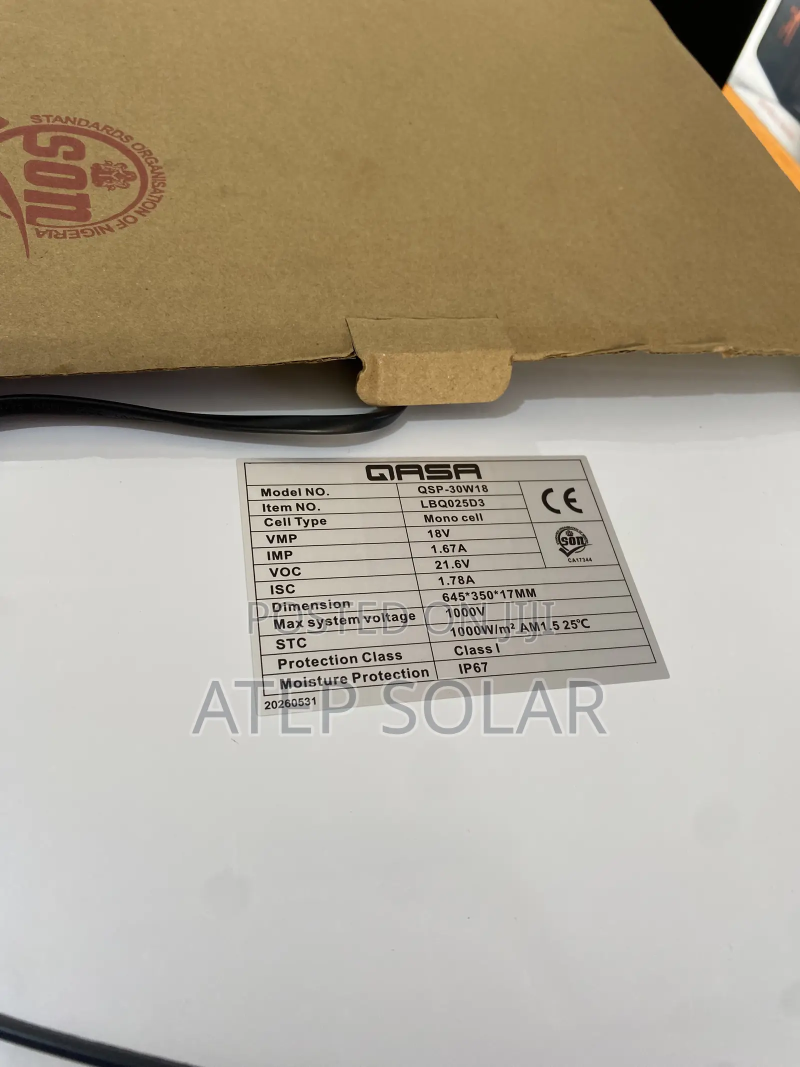 30W QASA Solar Panels