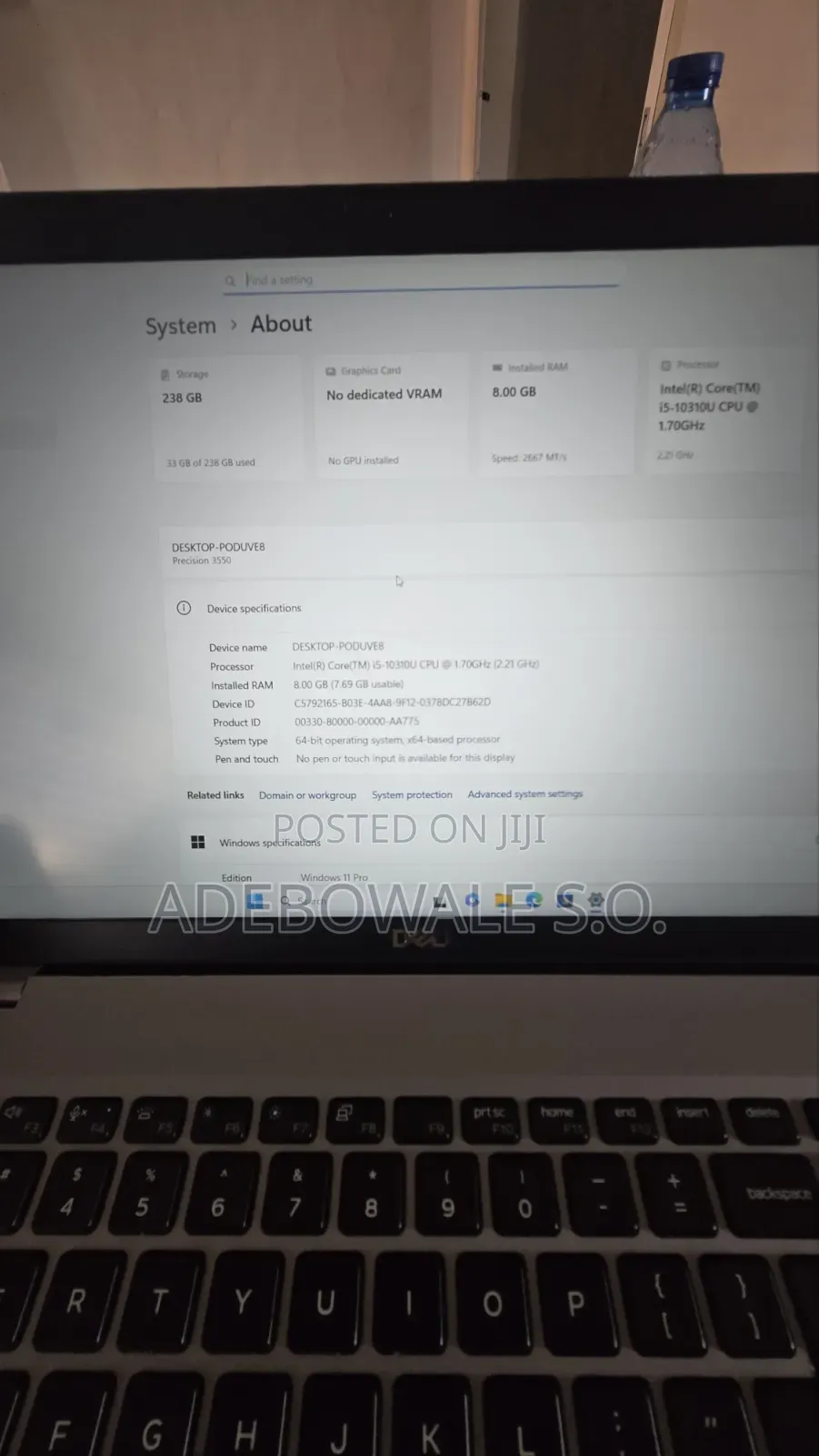 Laptop Dell Precision 3550 8GB Intel Core i5 SSD 256GB