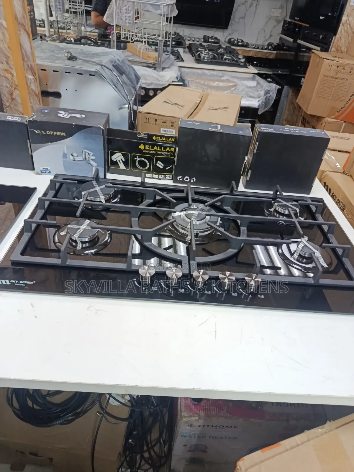 5-Burner Tempered Glass Gas Cooktop (Sky-Oppein)