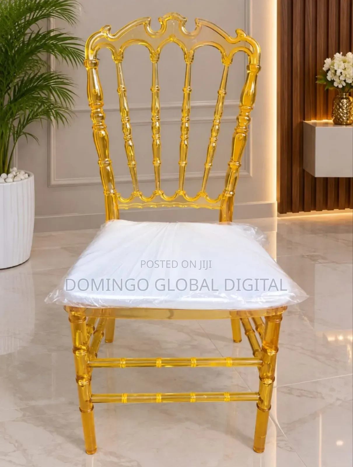 Napoleon Crystal Chair in Transparent Gold Acrylic