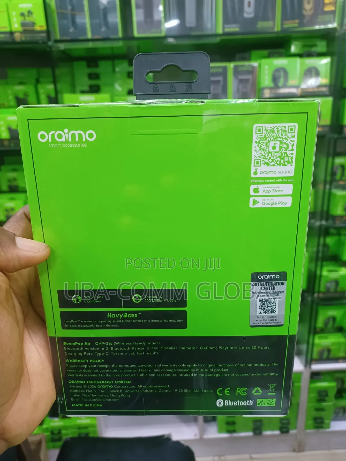 Oraimo Bluetooth Headset. BoomPop Air | OHP-316