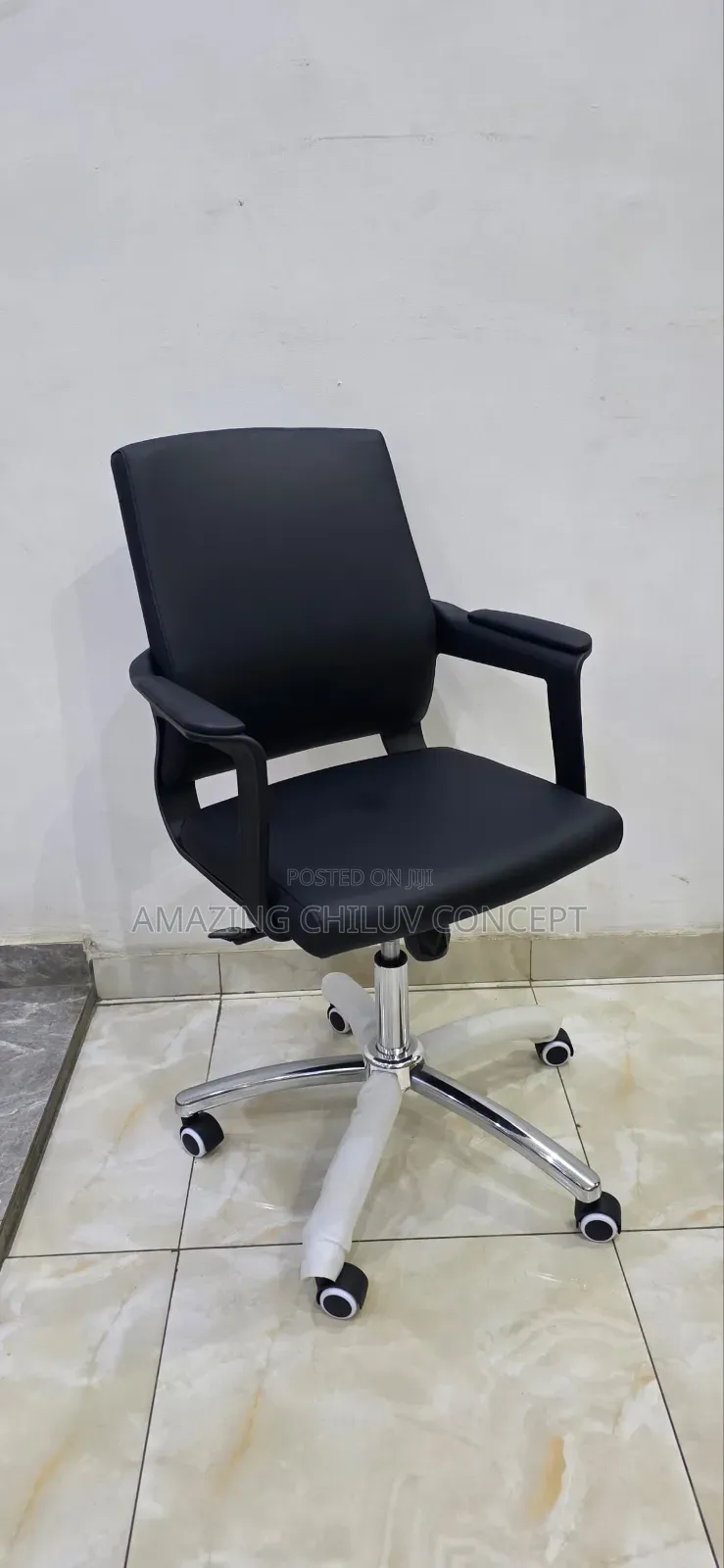Luxury Black Executive Office Chair With Chrome Base