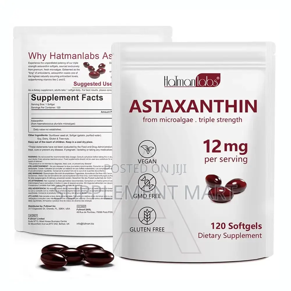 Astaxanthin Capsules. Triple Strength 12 Mg Per Serving