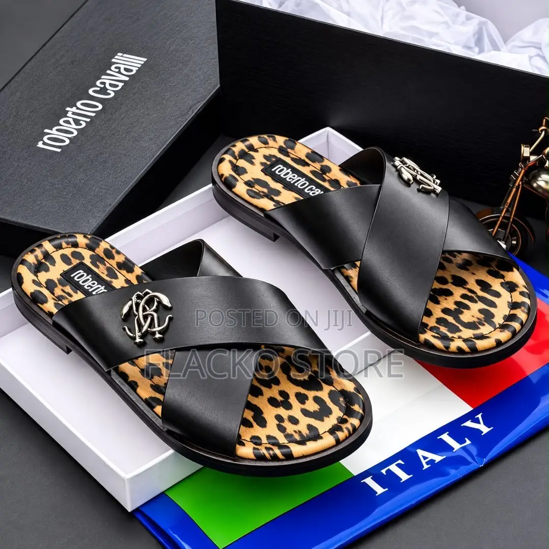 Exclusive Roberto Cavalli Animal Skin Italian Leather Slippers