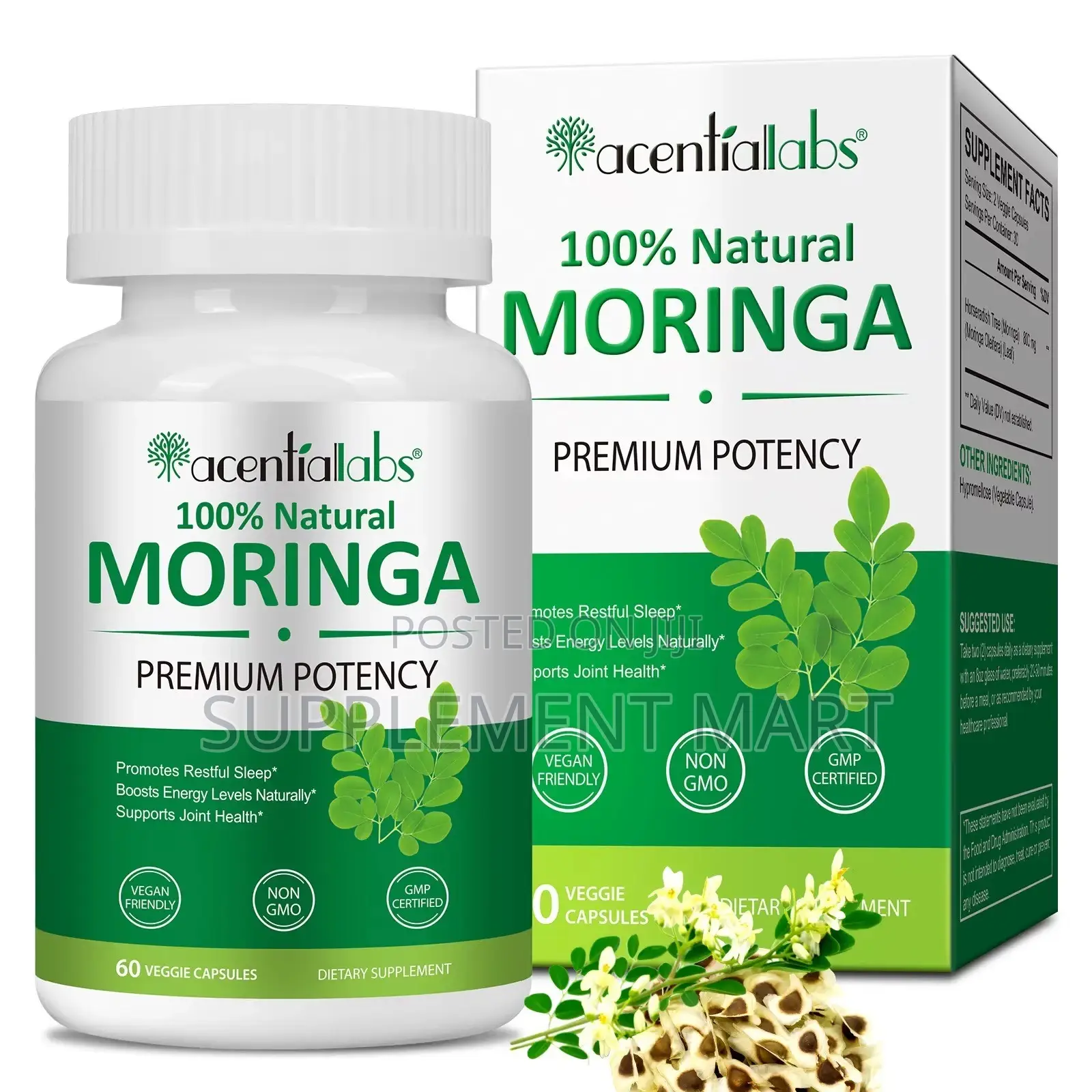 100% Moringa Capsules – Premium Potency – 60 Capsules