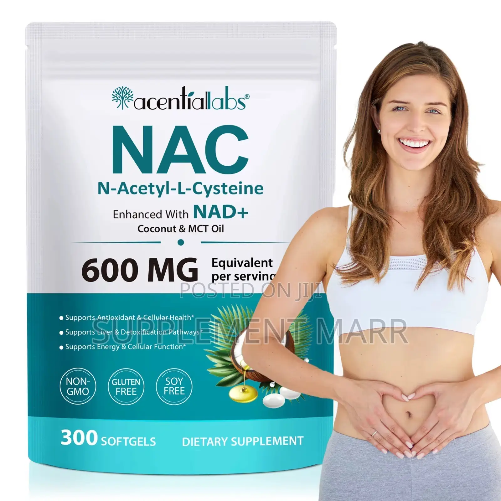 NAC N-Acetyl-L-Cysteine Enhanced With NAD+ Coconut & MCT Oil 600 MG