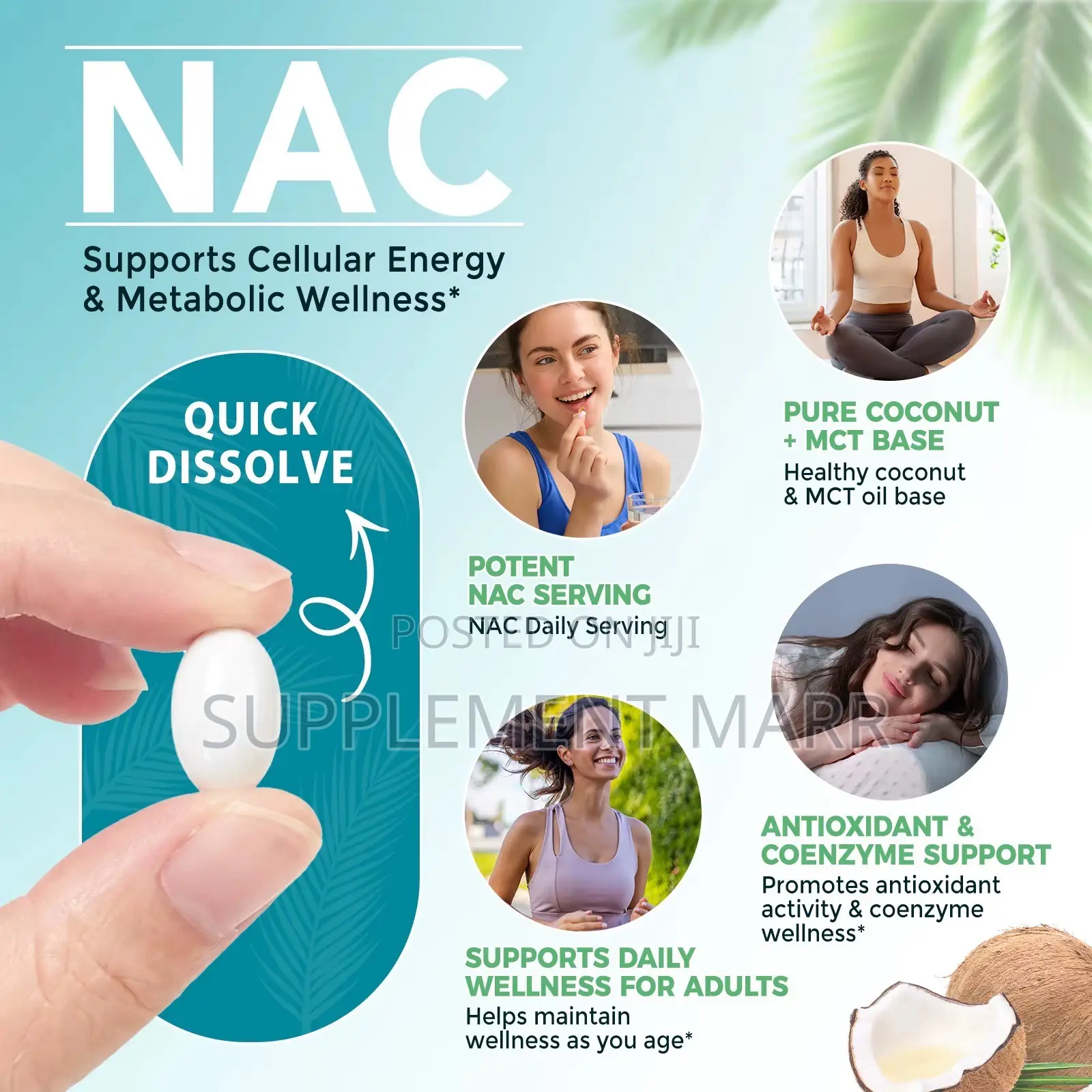NAC N-Acetyl-L-Cysteine Enhanced With NAD+ Coconut & MCT Oil 600 MG