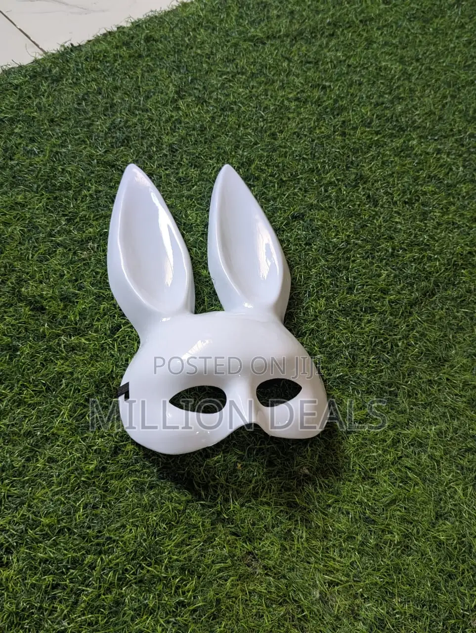 Tall Bunny Ear Silhouette White Halloween Party Face Mask