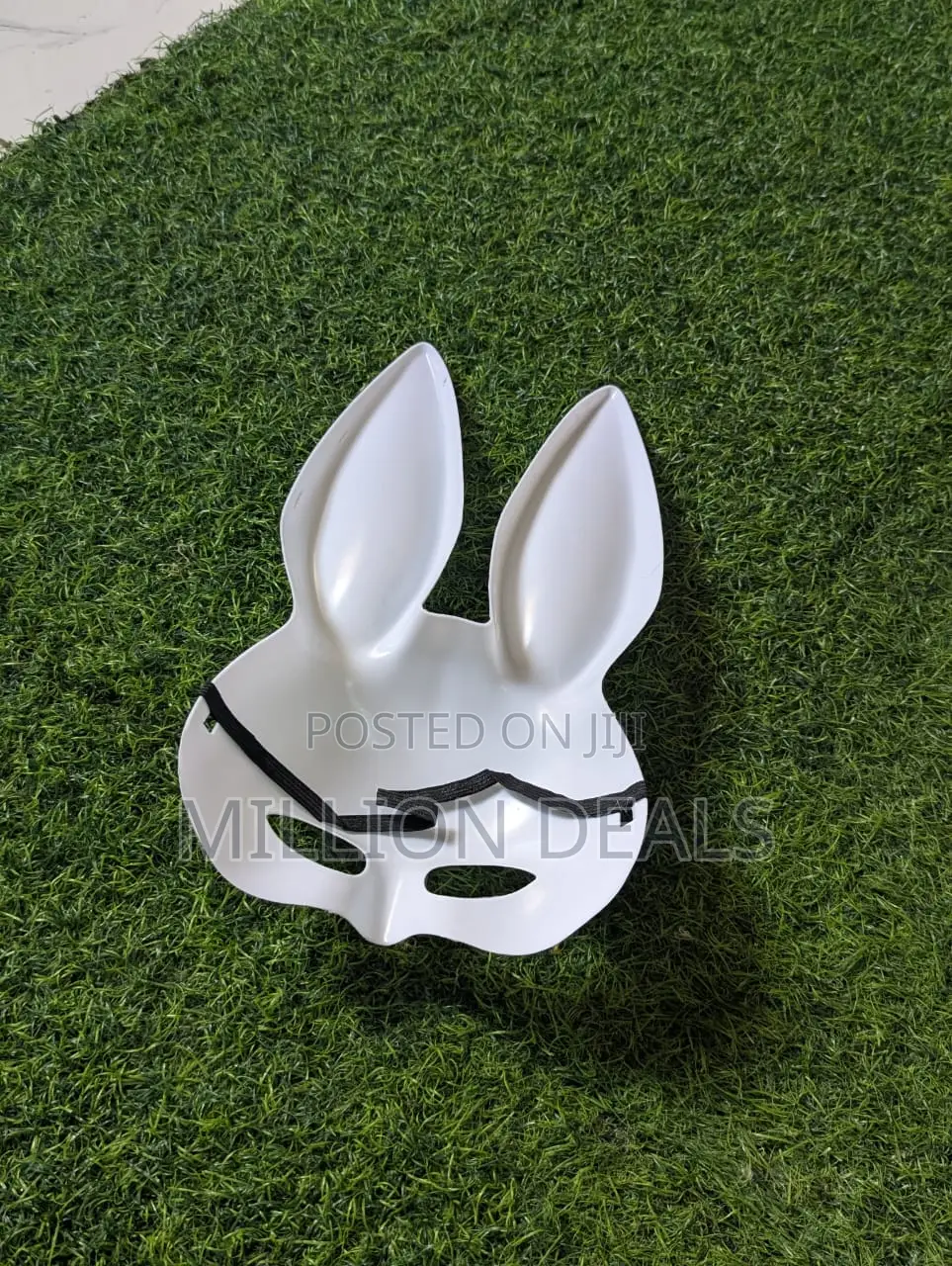 Tall Bunny Ear Silhouette White Halloween Party Face Mask