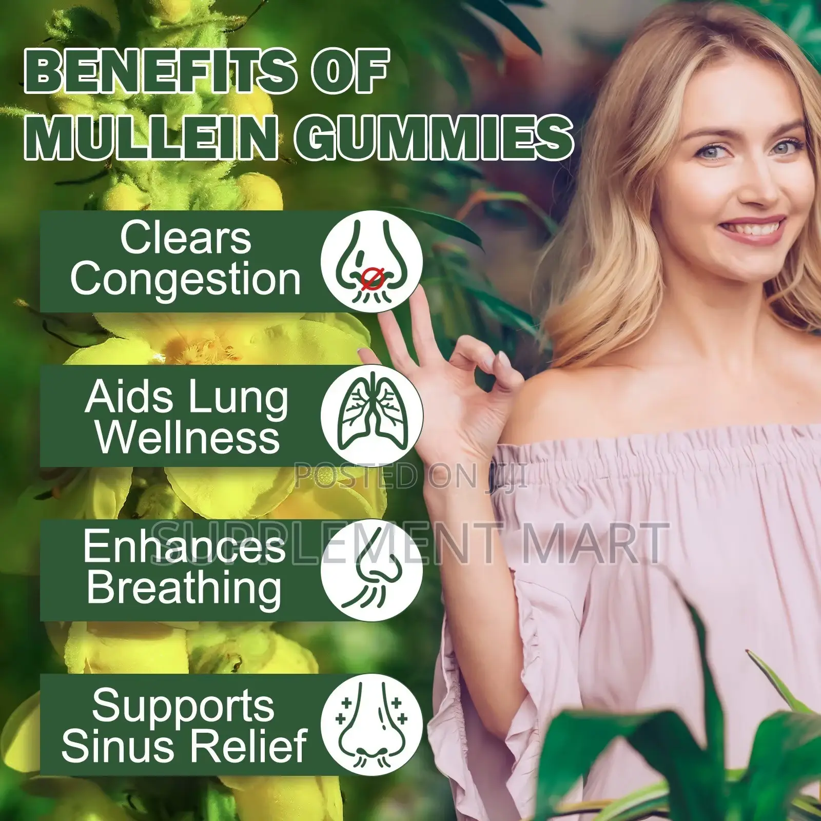 Mullein Gummies – Lung & Respiratory Support Gummies – 60 Units