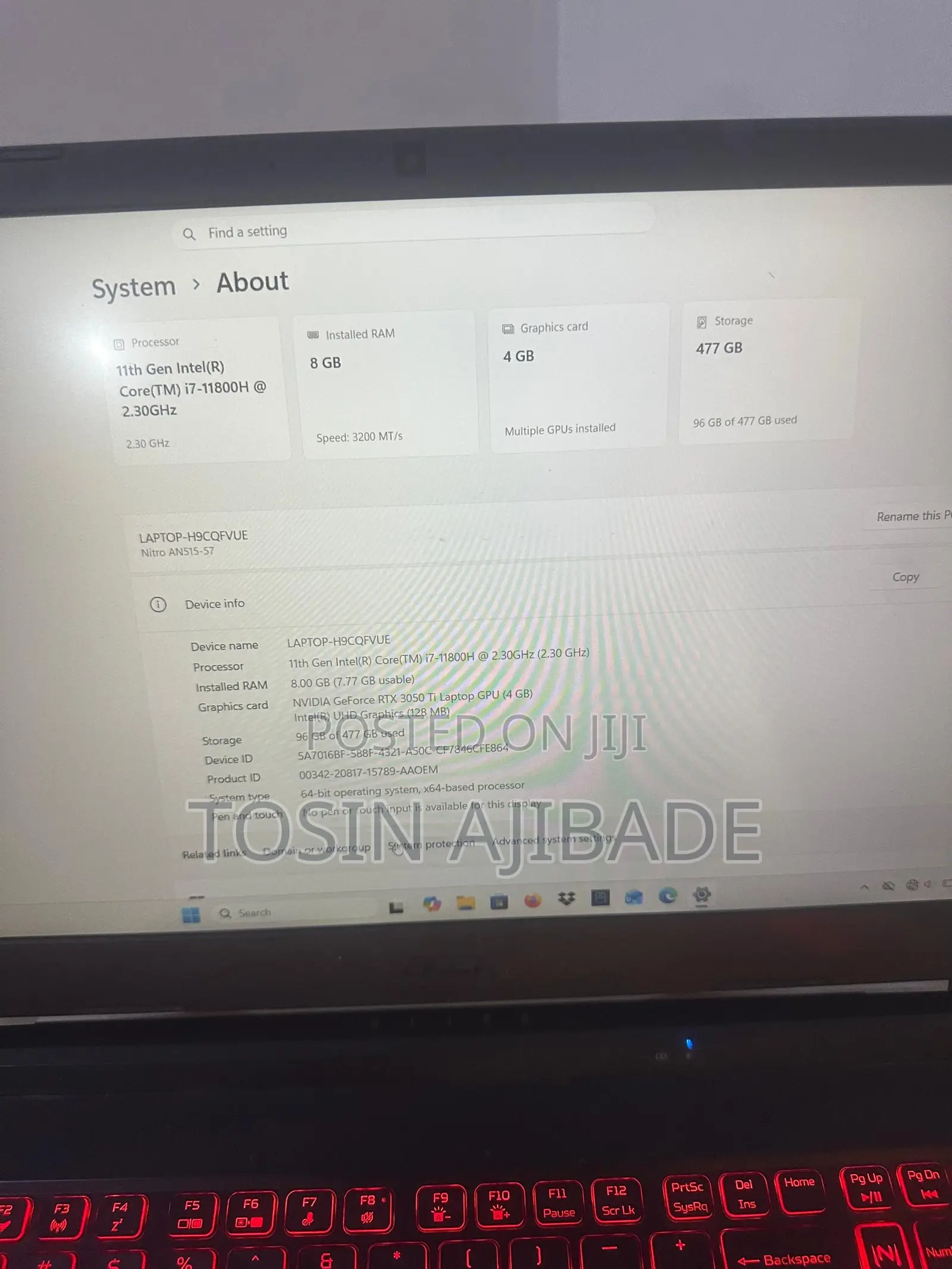 Laptop Acer Nitro 5 8GB Intel Core i7 SSD 512GB